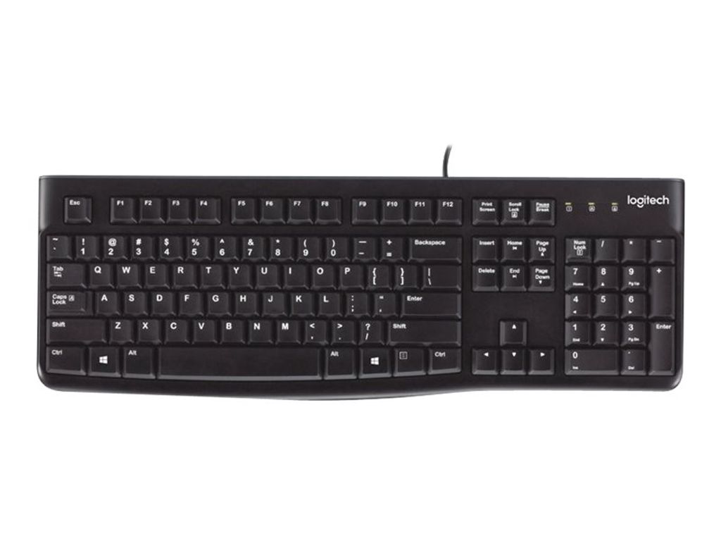 Logitech K120, Plná velikost (100 %), Kabel, USB, QWERTY, Obrázek produktu 