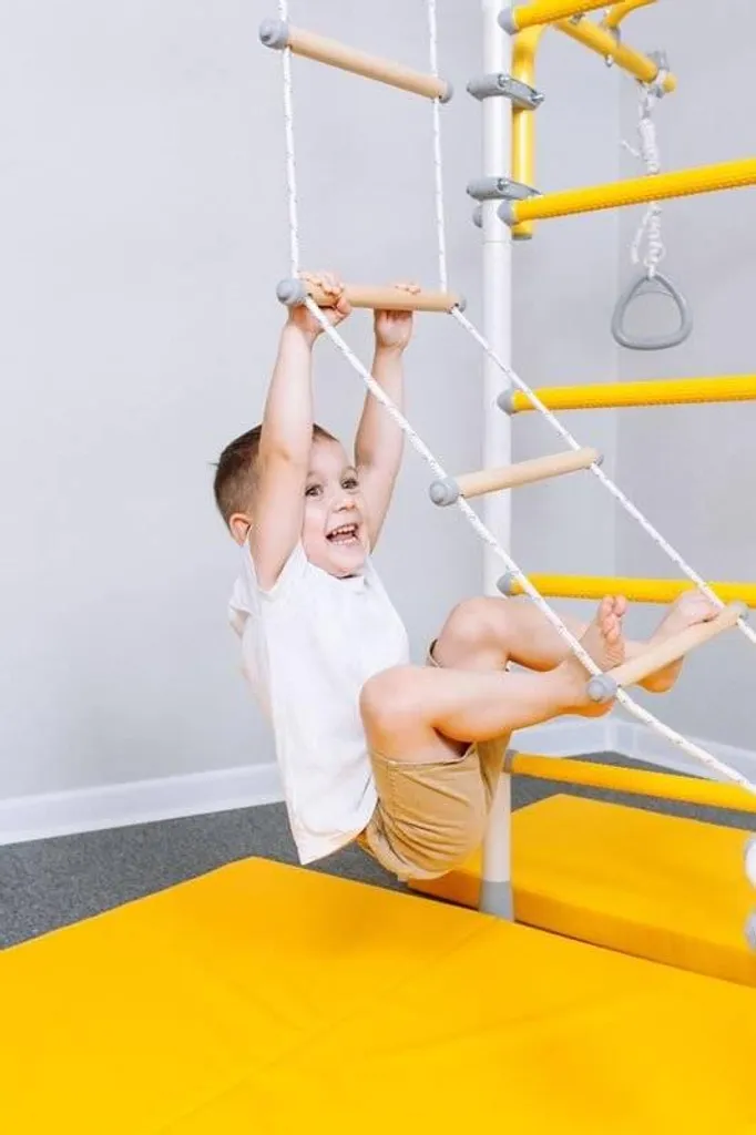 Échelle d'escalade suspendue en bois pour portique de jardin enfant