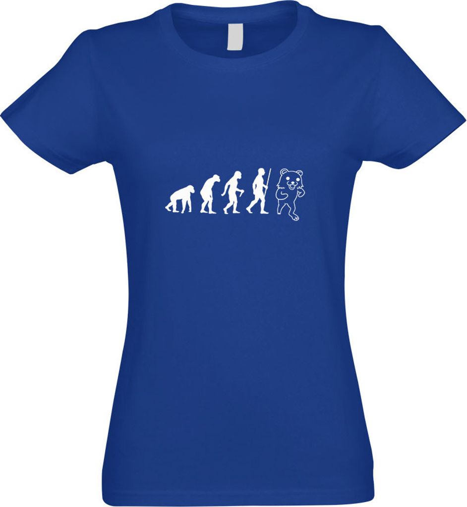 Kiwistar - T-Shirt tailliert - Damen - royal - Pedobär - Pedobear Evolution - mit Motiv Bedruckt - Funshirt Design - Sport - Freizeit - Damen - XL