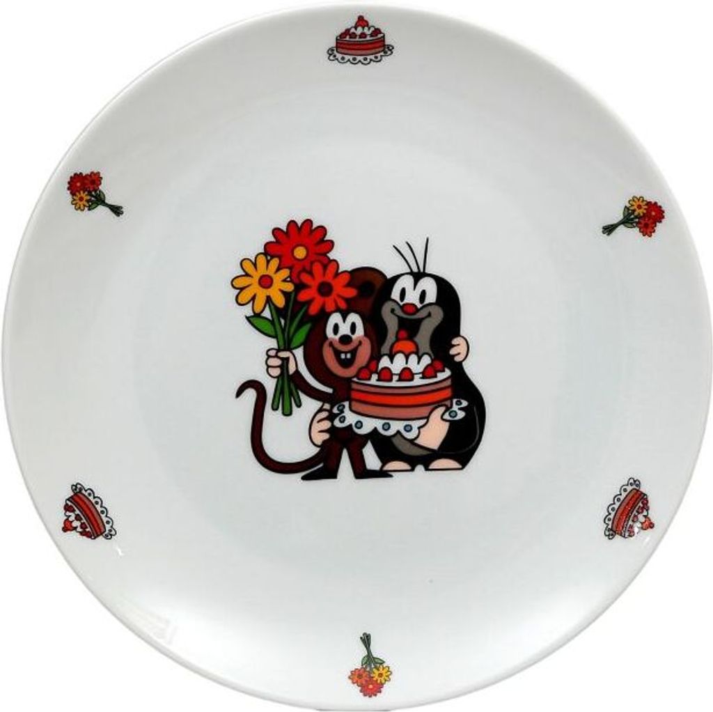 Thun 1794 Maulwurf und Kuchen, flacher Teller, 21 cm, Tschechisches Porzellan, Thun