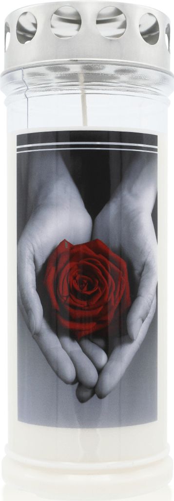 Bougie funéraire - Bougie commémorative motif "rose/main Image du produit 