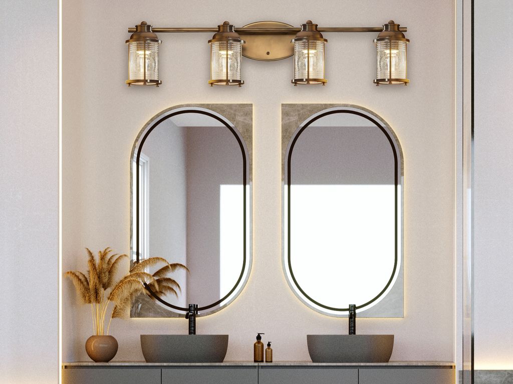 Wandlampen innen Flur Industriedesign, Badlampen Vintage Spiegelleuchten Golden