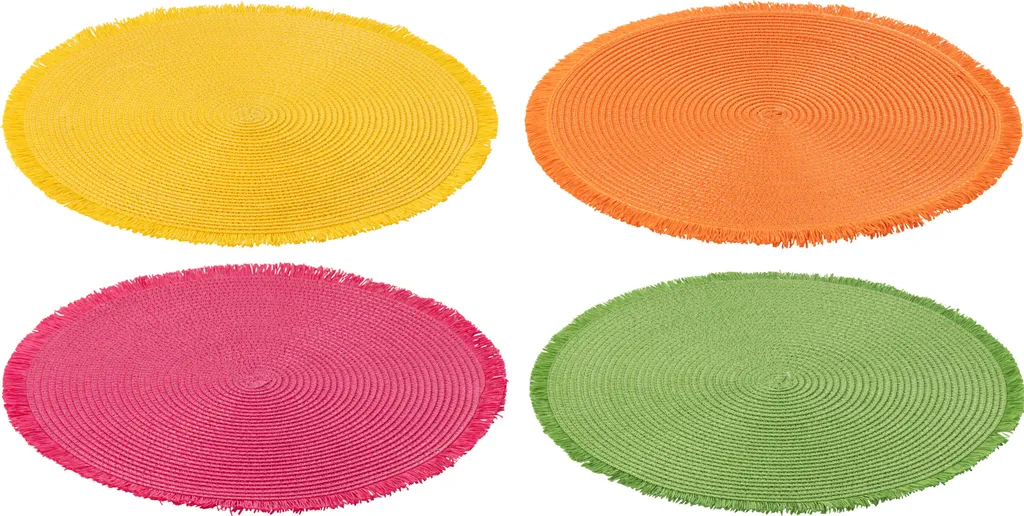 Set de Table Rond J-Line Papier Anti-Rayures Design Mix 4 Assortiment