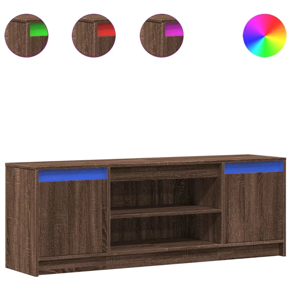 Mobile TV con illuminazione LED effetto rovere marrone 139,5x34x50 cm - 1