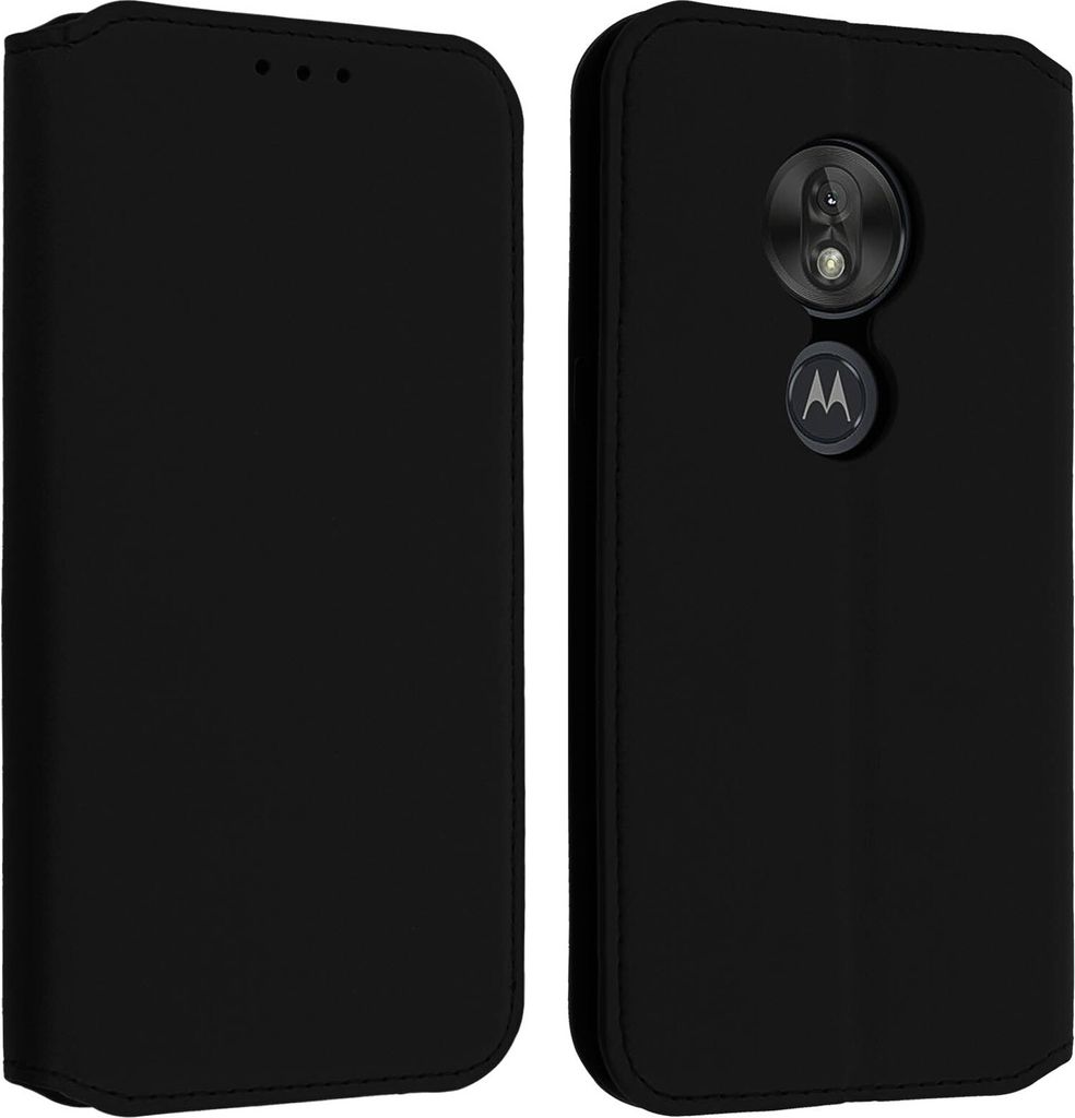 Avizar, Kunstleder Cover Classic Edition Motorola Moto G7 Play, Schwarz