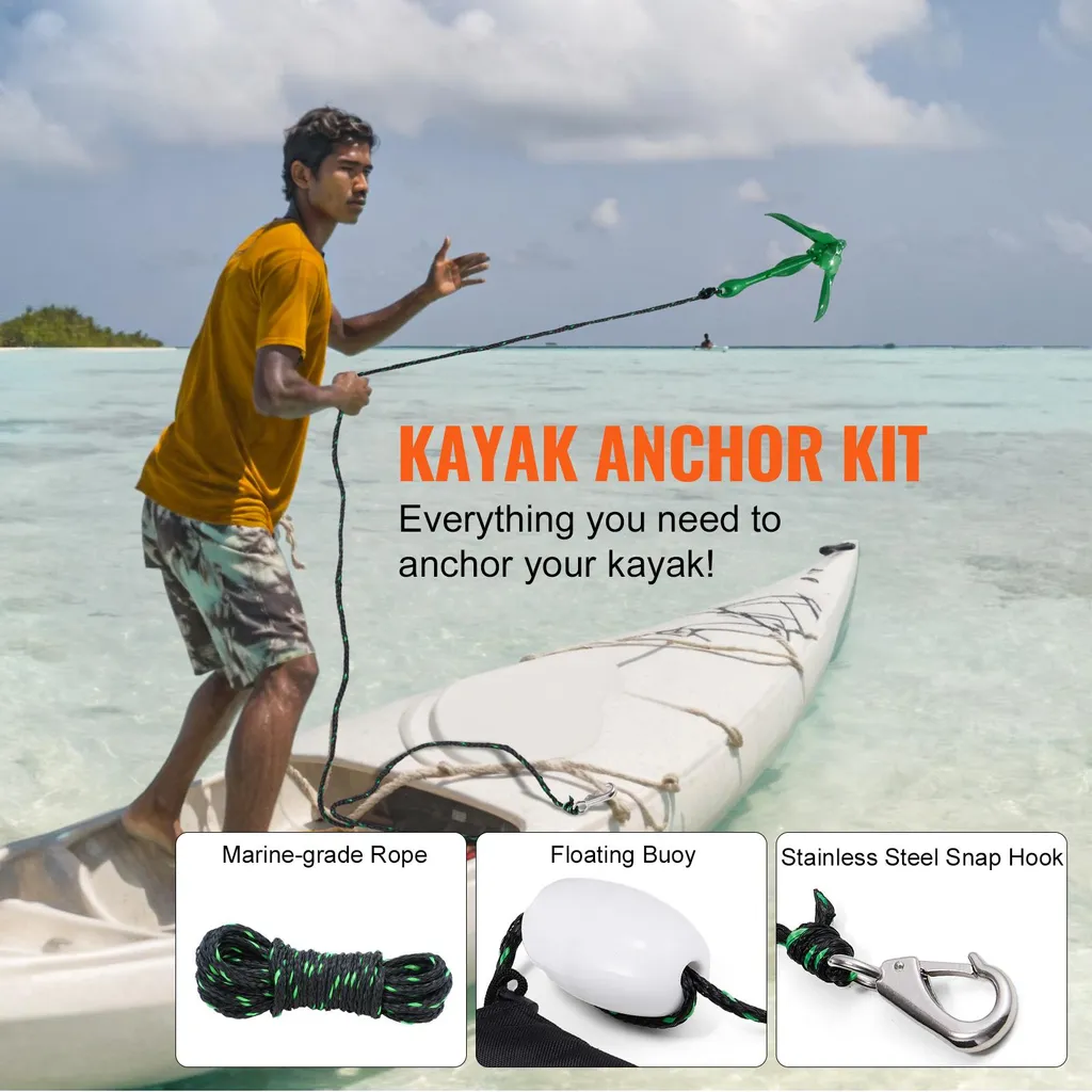 Ancre Pliable 3.5 lbs à 4 Griffes pour Kayak et Paddle de Pêche