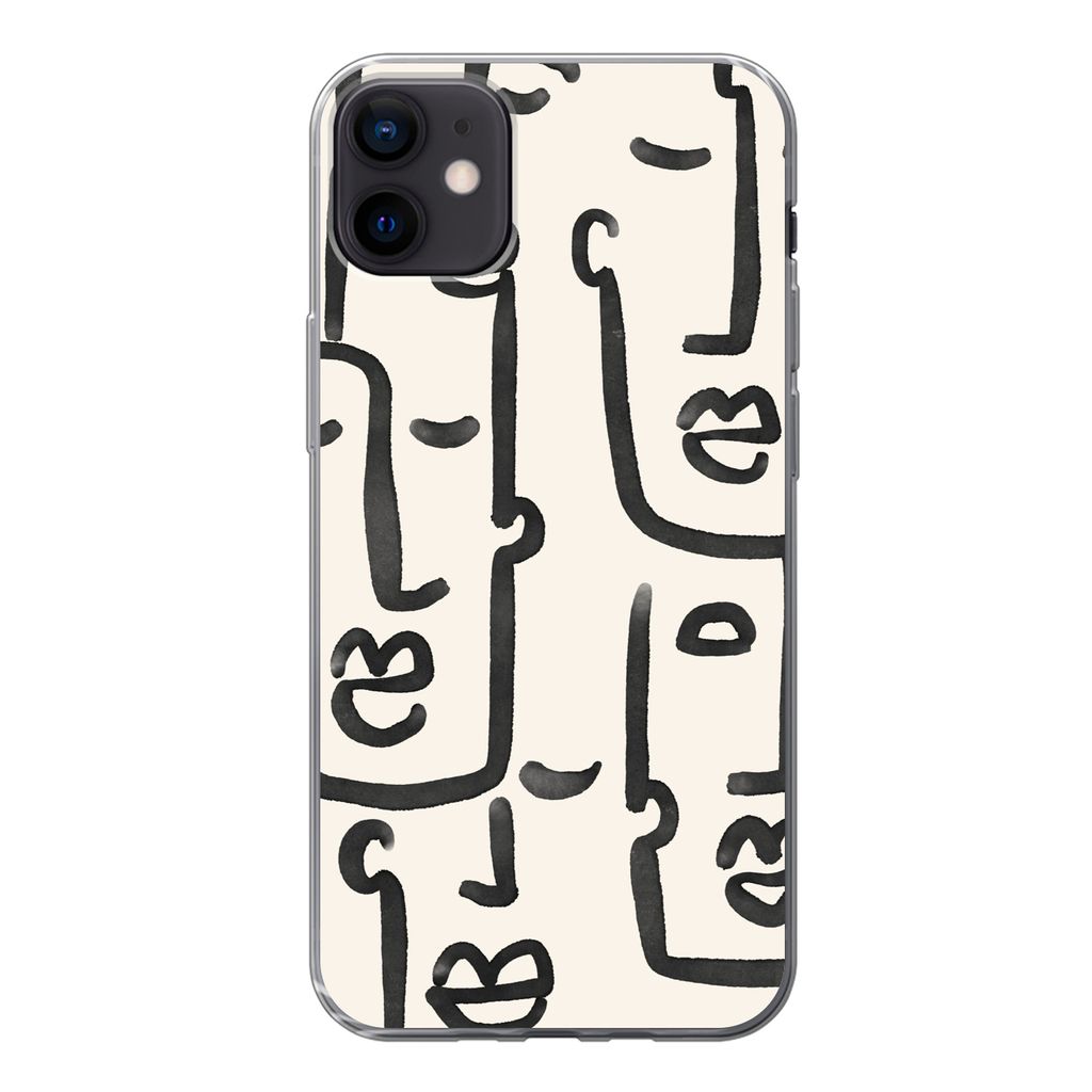MuchoWow Handyhülle Schutzhülle Hülle für iPhone 12 mini Muster - Abstrakt - Linienkunst Silikon Softcase Handy Hülle - Bild