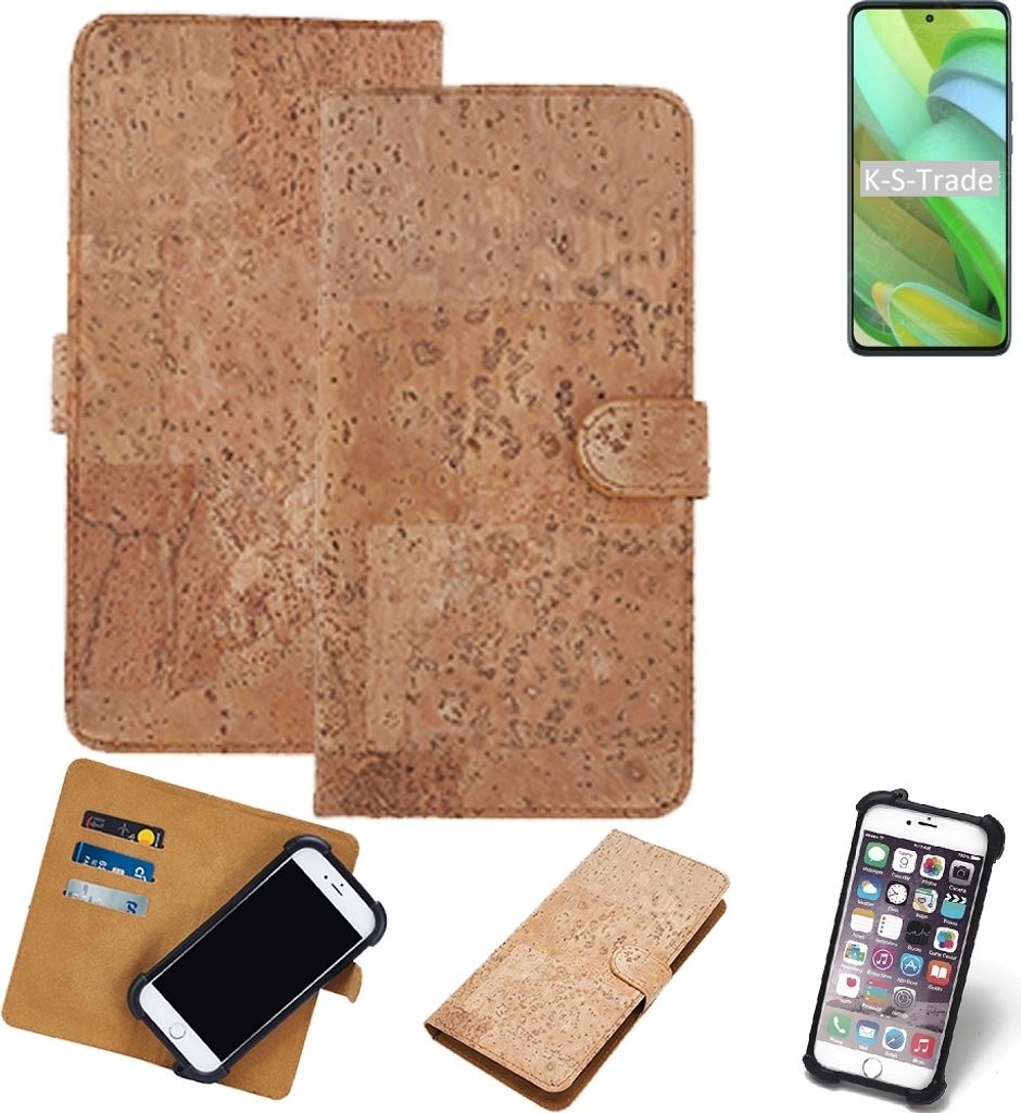 K-S-Trade Hülle kompatibel mit Motorola Edge 2022 Kork Handyhülle Cover Schutzhülle TPU Case Bumper in Hellbraun, (1x)