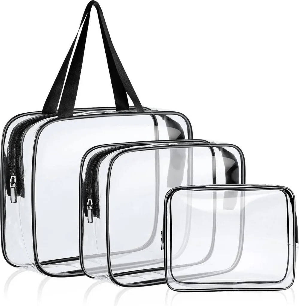 Aucuu Trousse de toilette transparente TSA 3 pièces étanche