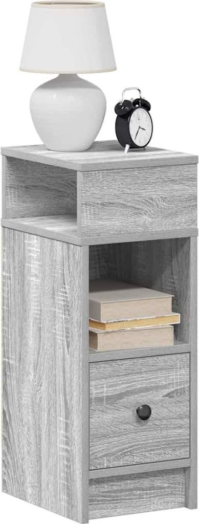 vidaXL Nachttische 2 Stk. mit Schublade Grau Sonoma 25x31x66 cm