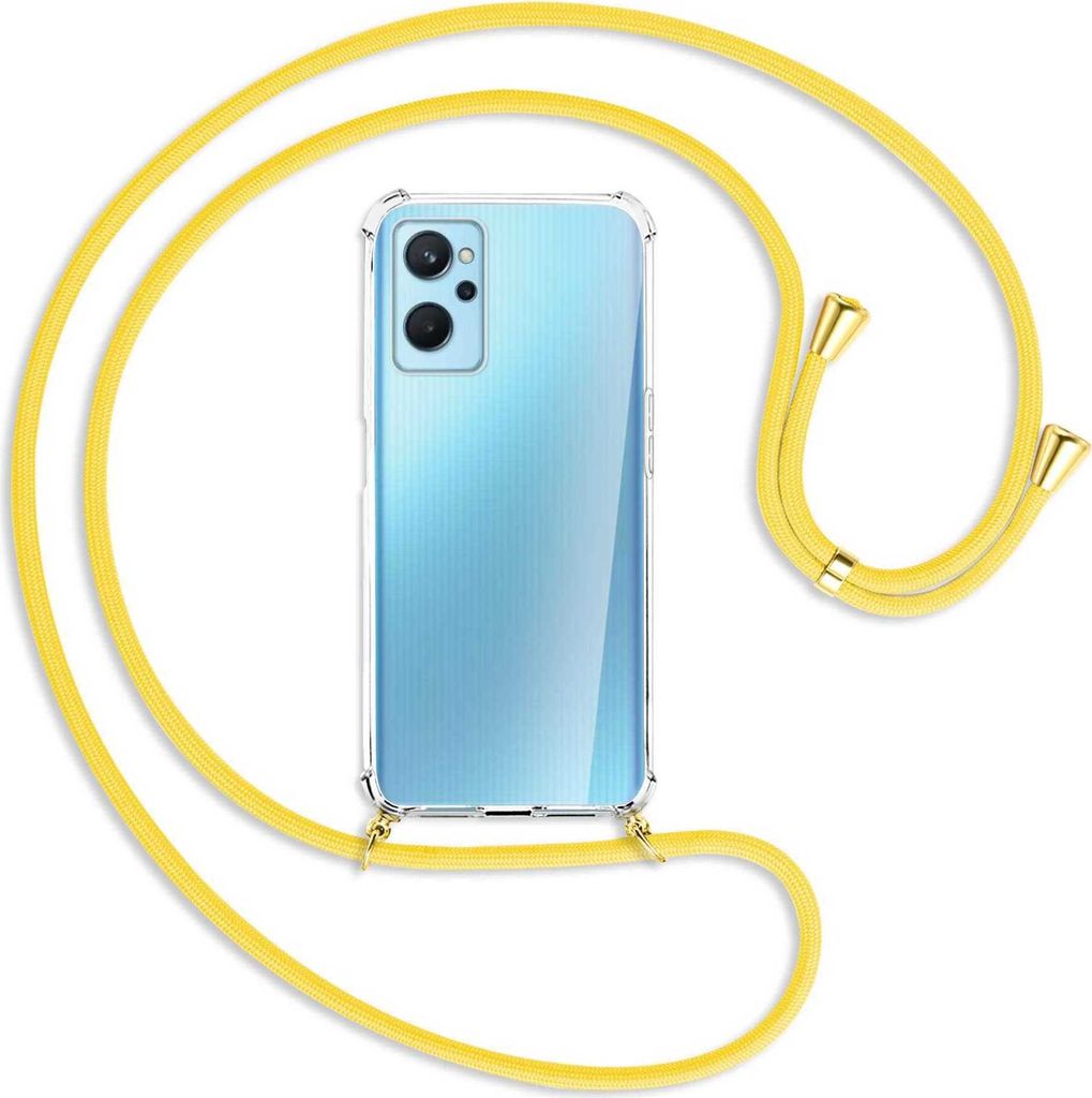 Handykette Backcover-Schutzhülle mit Band (Metall goldfarben) für Realme 9i - gelb