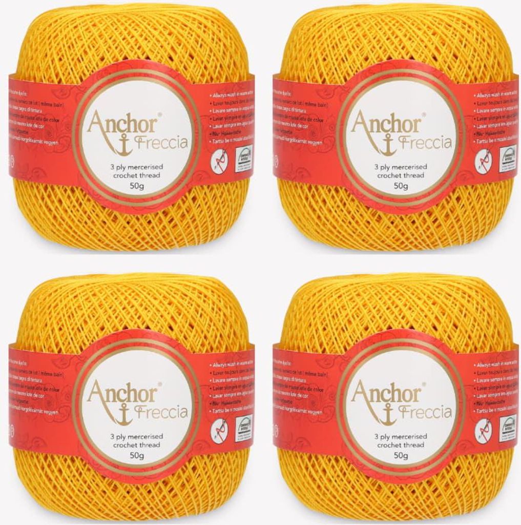 4x Anchor Freccia 12 – feines Häkelgarn aus Baumwolle (Farbe 08298)