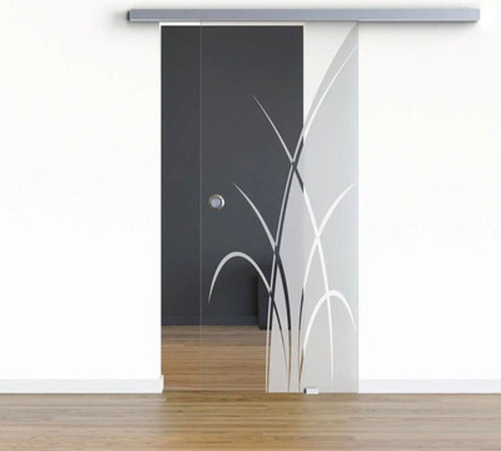 Pertura Glasschiebetür Komplettset Glera Green 01 775x2175 mm Rechts inkl.Beschlag Selir Aluminium Edelstahloptik,Griffm