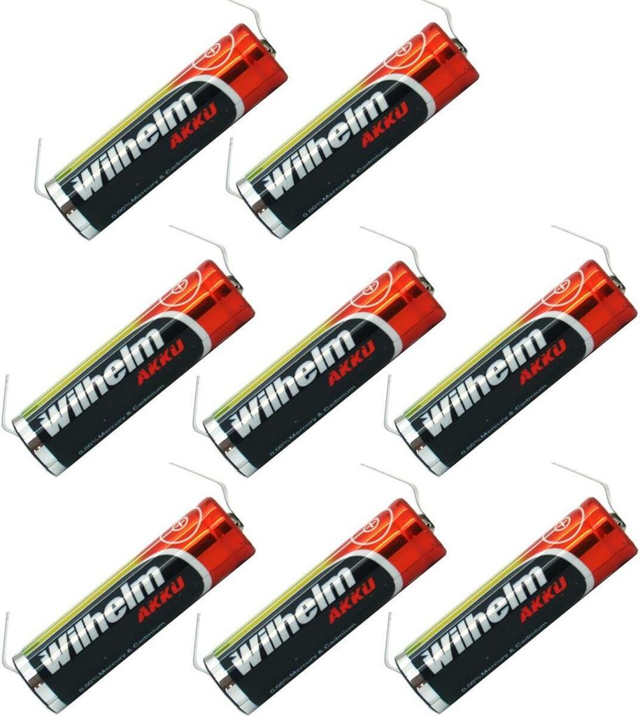 8 x Lithium Ionen Akku Wilhelm 3,7 V LÖTFAHNE U Form 800 mAh Typ 14500 Li Ion AA