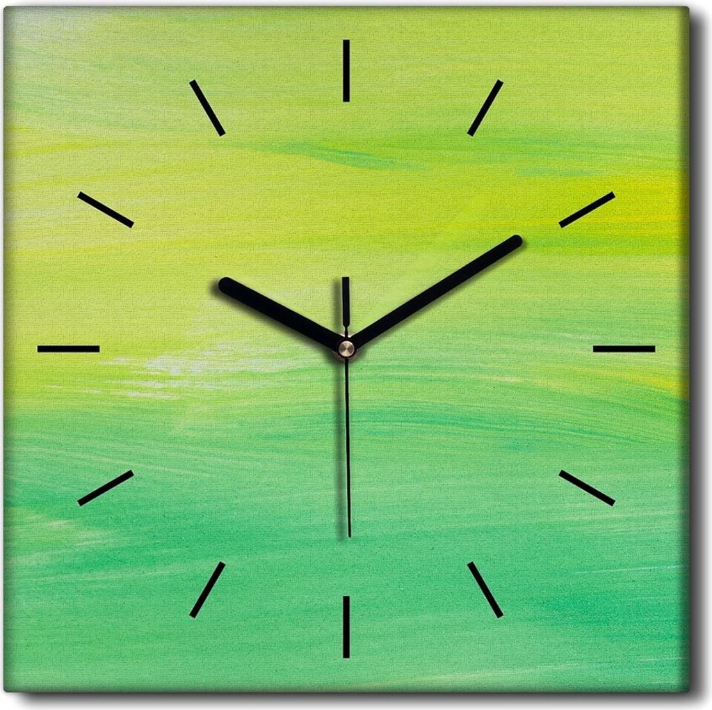 Coloray Uhr auf Leinwand 30x30 cm Wand Uhr Dekoration Wohnzimmer Segeltuch schwarze Hände -Aquarelle Kunstkunst