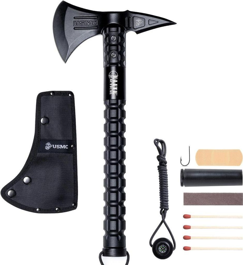 Hache Tomahawk professionnelle avec kit de survie 6in1 pour Image du produit 
