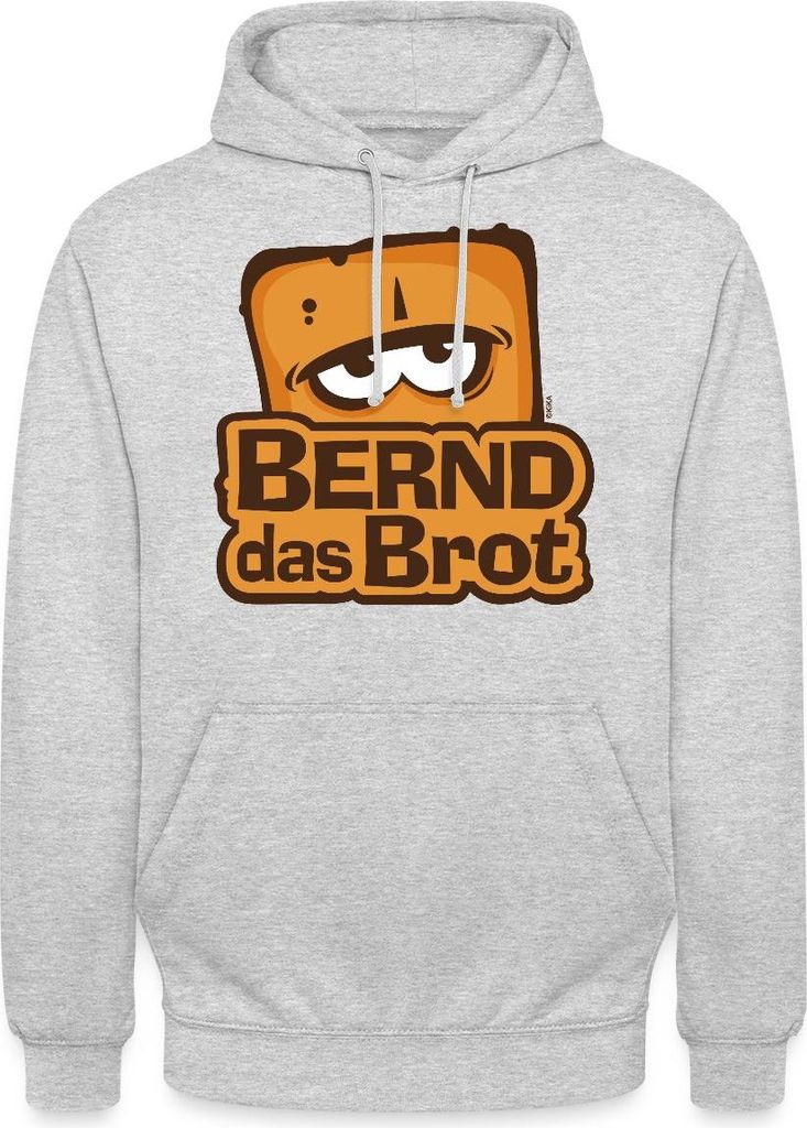 Spreadshirt Bernd Das Brot Logo Uni Hoodie, XL, Hellgrau meliert