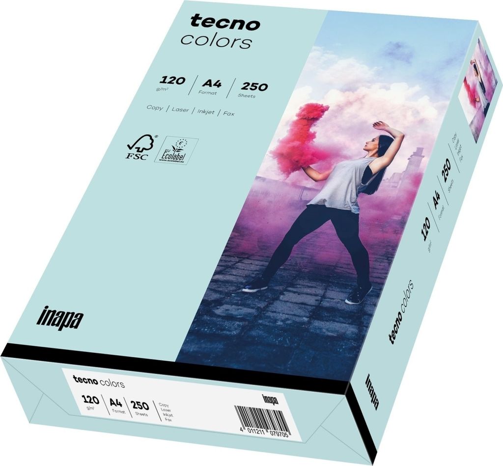 Multifunktionspapier tecno colors A4 120 g/qm VE=5x250 Blatt hellblau