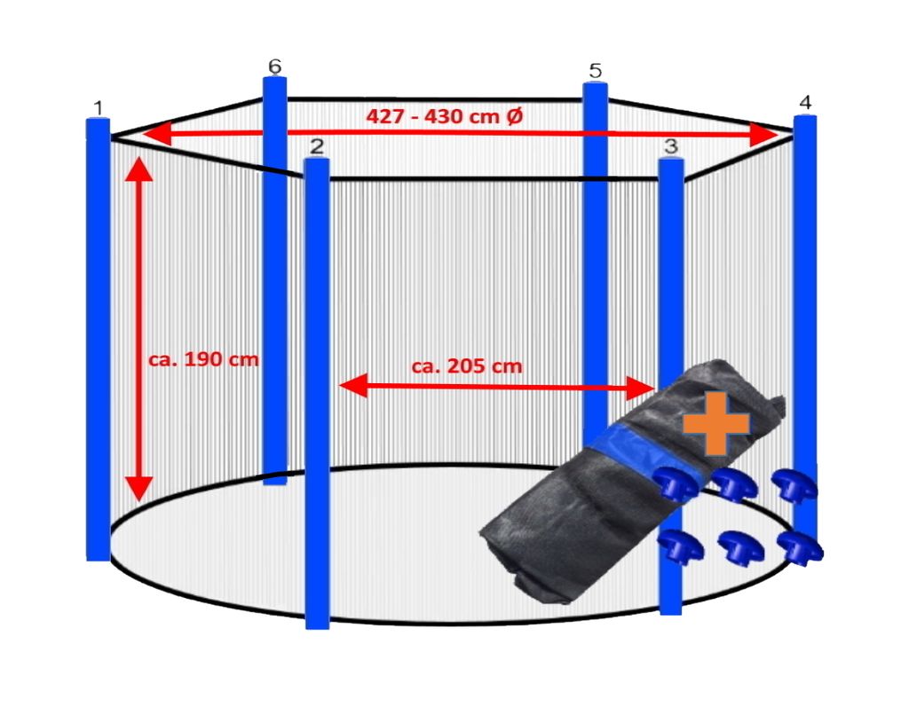 walexo Trampolin Sicherheitsnetz für 6 Stangensystem ( 427 Produktbild 