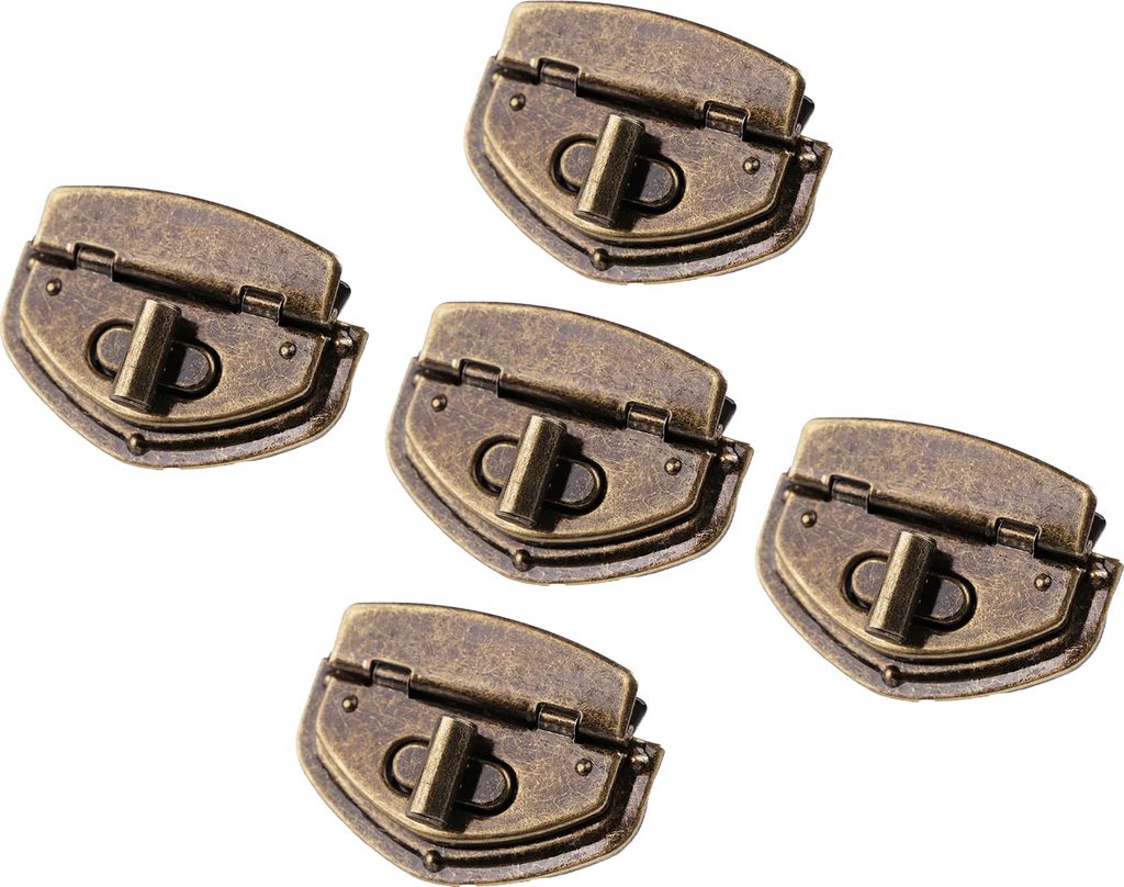 5er Set Eleganter Drehverschluss für Taschen und Geldbörsen Mappenverschluss Variantenwahl, Größe:54 x 38 x 13 mm, Farbe:altmessing
