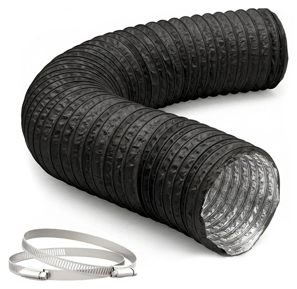 Tubo di scarico Relaxdays, 2 fascette, Ø 125 mm, 5 m, PVC, Immagine del prodotto 