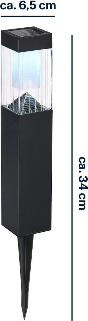 Grundig Solar Gartenbeleuchtung 1 Stück – Gartenlampe mit Solarenergie – Solarlampe – Gartenfackeln – LED-Außenleuchten – Schwarz