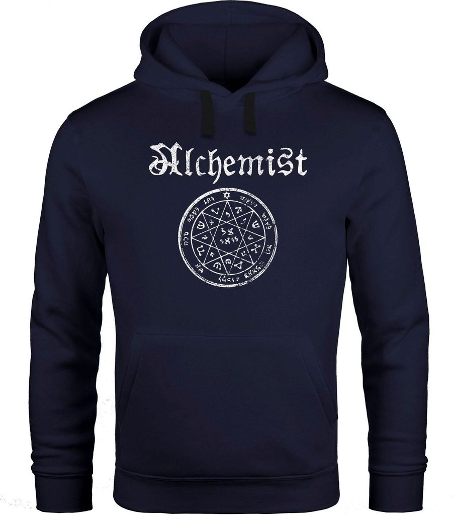 Herren Hoodie Alchemist Symbol Vintage Alchemie Steampunk Gothic Kapuzen-Pullover Neverless schwarz M