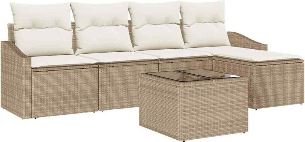 "2026 MODERNE" Sofa Set mit Kissen 6 pcs Beige Poly Rattan - Terassenmöbel NeuMöbel820746