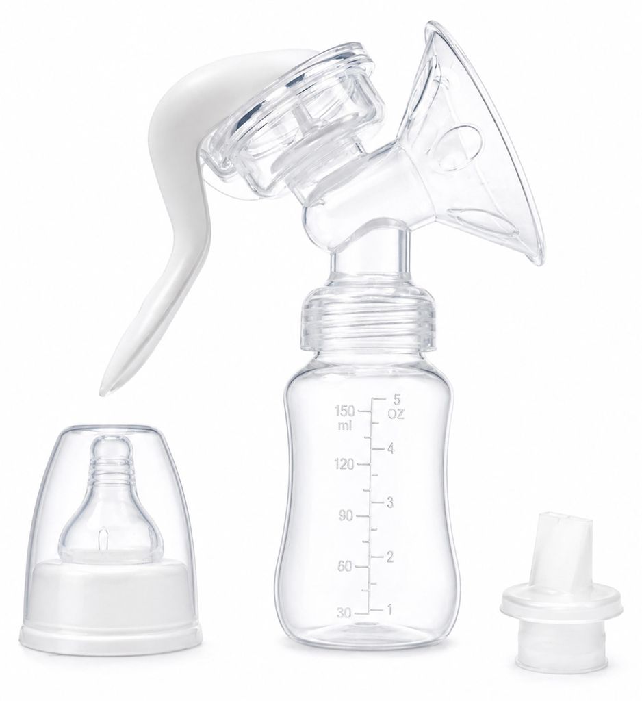 Eurocatch Manuelle Milchpumpe - Handmilchpumpe ohne Strom - Kompakt - BPA-frei - Weiß