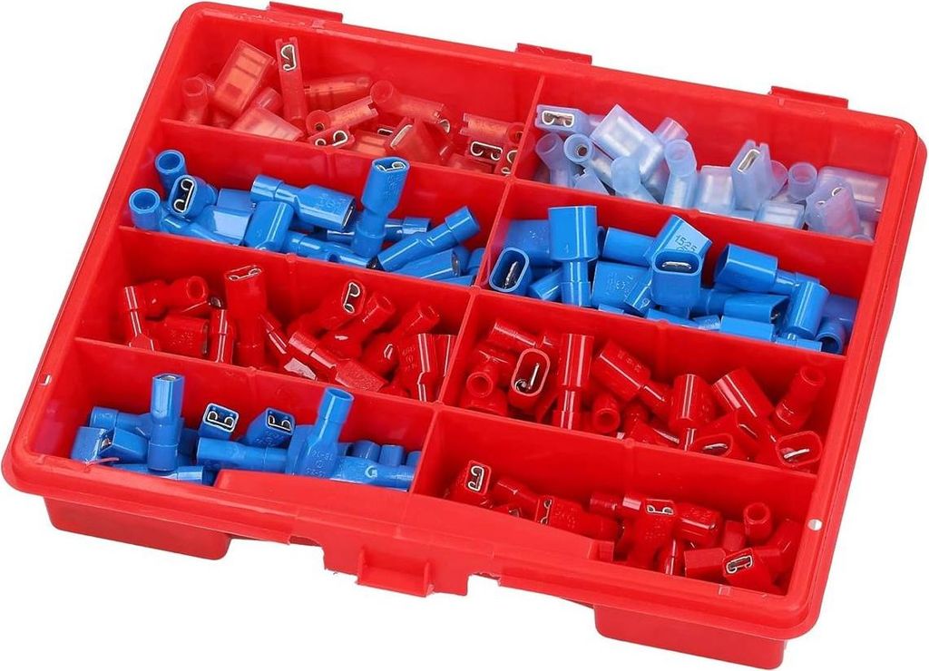 240 Stück Kalitec Flachsteckhülsen Set vollisoliert I Flachstecker Sortiment 0,25-2,5mm² I Steckverbinder I Flachsteckhülse I Flachsteckverbind...