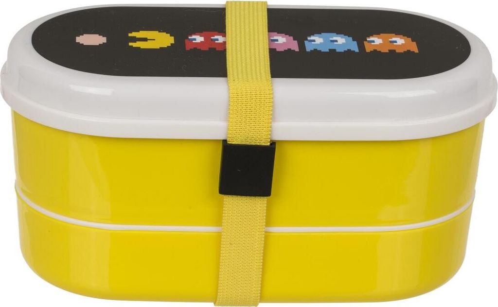 Brotdose Pac-Man 2 Fächer mit Besteck Lunchbox Snackbox