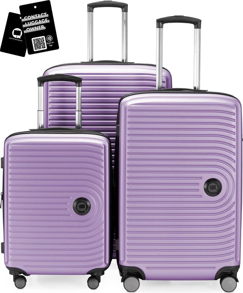 Hauptstadtkoffer MITTE - Gepäck-Set 3 Koffergrößen + digitaler Namensschild Gepäckanhänger, Koffer mit XL Erweiterung Bordgepäck Aufgabegepä...