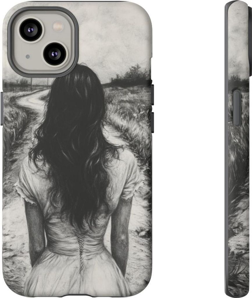 Frau auf Feldweg – Handyhülle mit mattem Design Kompatibel mit iPhone 14