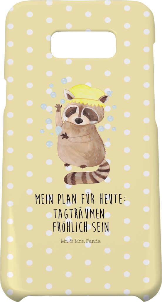 Mr. & Mrs. Panda Samsung Galaxy S8 plus Handyhülle Waschbär - Gelb Pastell - Geschenk, Seifenblasen, Cover, Waschen, Tagträumen, Fröhlich, Hül...