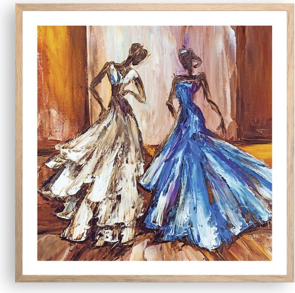 Gerahmtes Poster - Rahmen in heller Eiche - Frauen Kleider Öl - 60x60 cm - Wand Bild - Wanddeko - Wandbilder - Wandposter - Bilderrahmen - Bilder ...