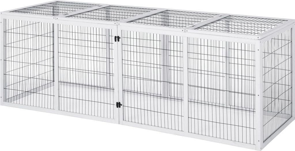 Dehner Freilaufgehege Happy Home Monumento, 200 x 70 x 70 cm, Holz/Metall, weiß