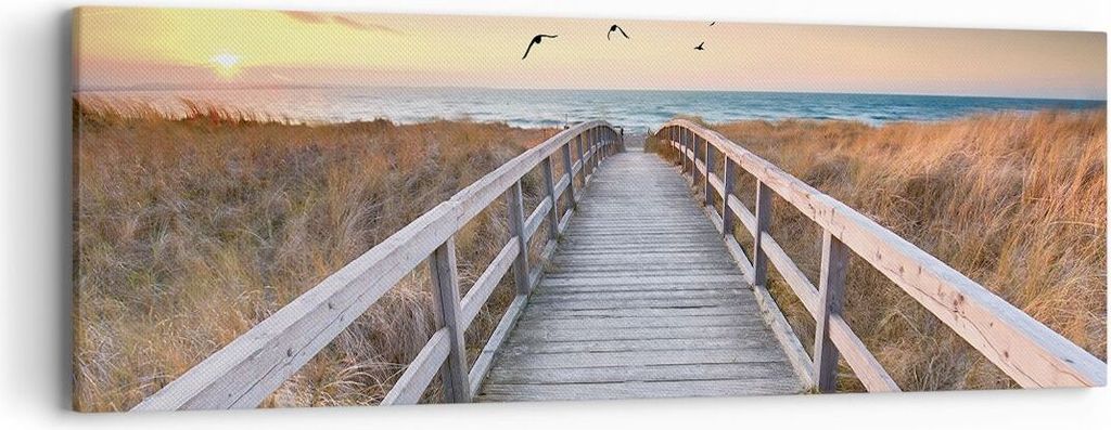 Bild auf Leinwand - Leinwandbild - Einteilig - Eintrag auf der Strand - 90x30cm - Wand Bild - Wanddeko - Wandbilder - Leinwanddruck - Bilder - Wand...