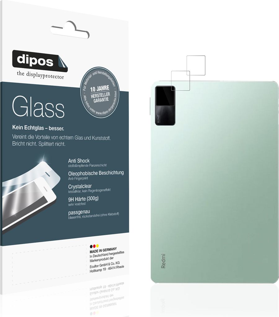2x Schutzfolie für Xiaomi Redmi Pad SE 11 Zoll Kamera - Anti-Shock 9H Folie dipos Glass Kunststoffglas