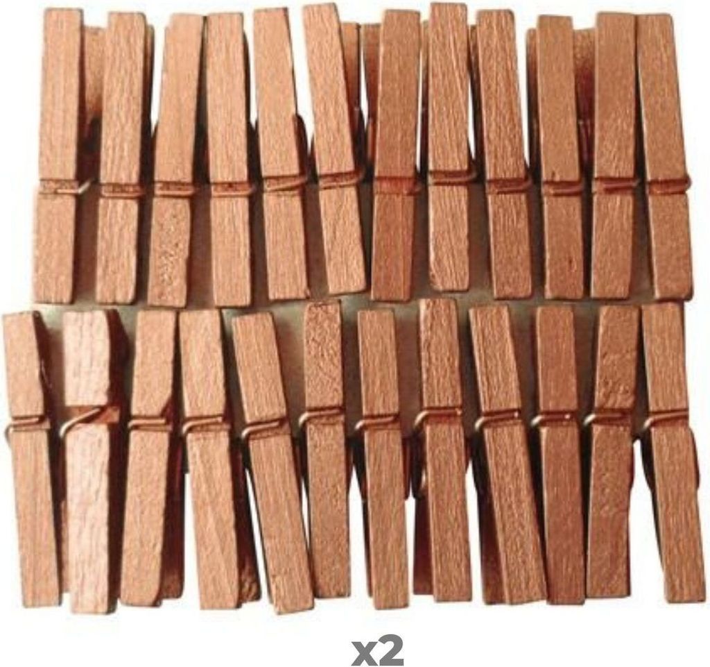 48 Mini-Wäscheklammern aus Holz 3 cm - Kupfer