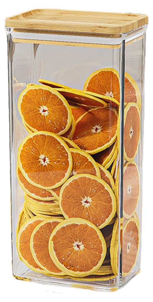 Luftdichter Vorratsbehälter mit Holzdeckel, transparenter Lebensmittelbehälter für Trockenwaren, Snacks, Teeblätter, Bohnen, Küchenvorratskamm...