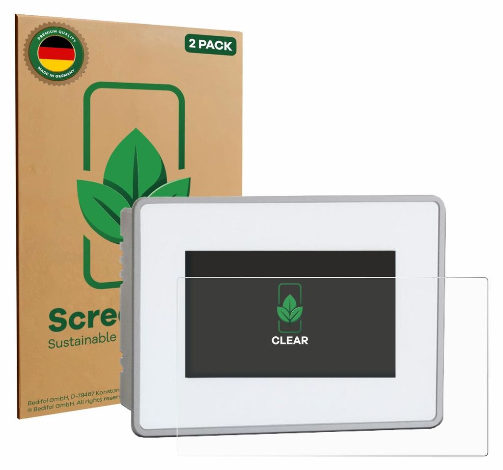 2x ScreenLeaf Schutzfolie für BUCHER automation JetView 1004 nachhaltiger Displayschutz Display Schutz Folie Klar Transparent