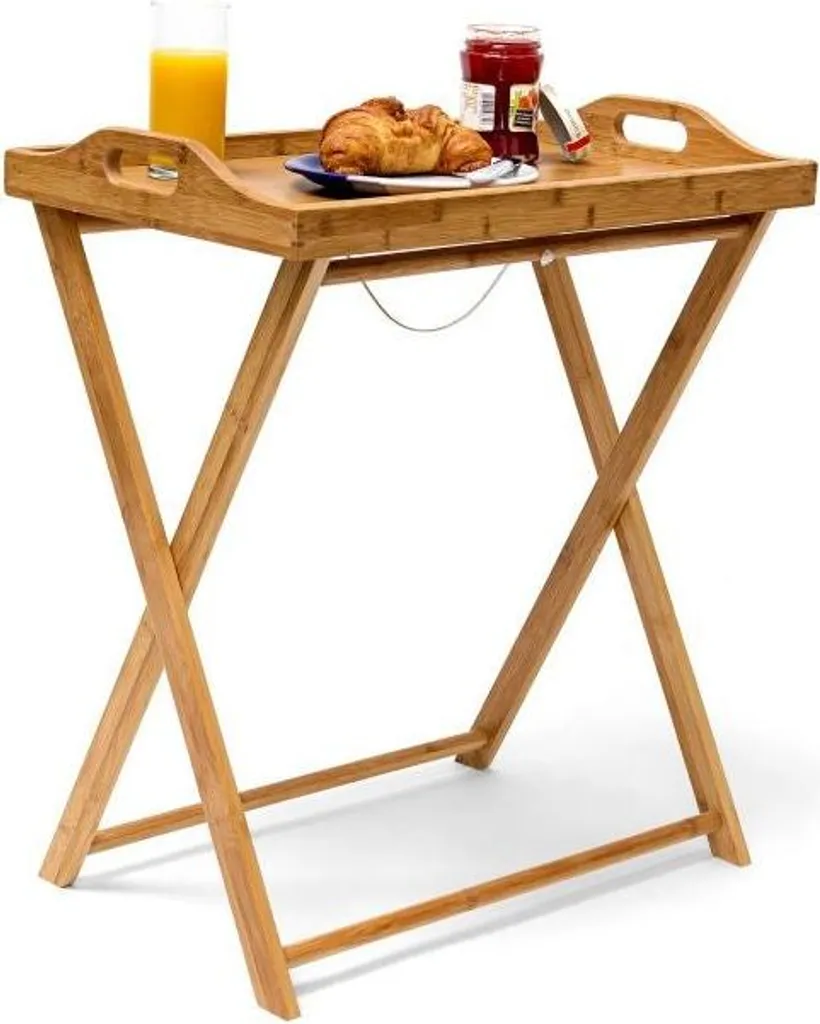 Table plateau bambou 63,5 cm : fini les repas renversés sur le lit