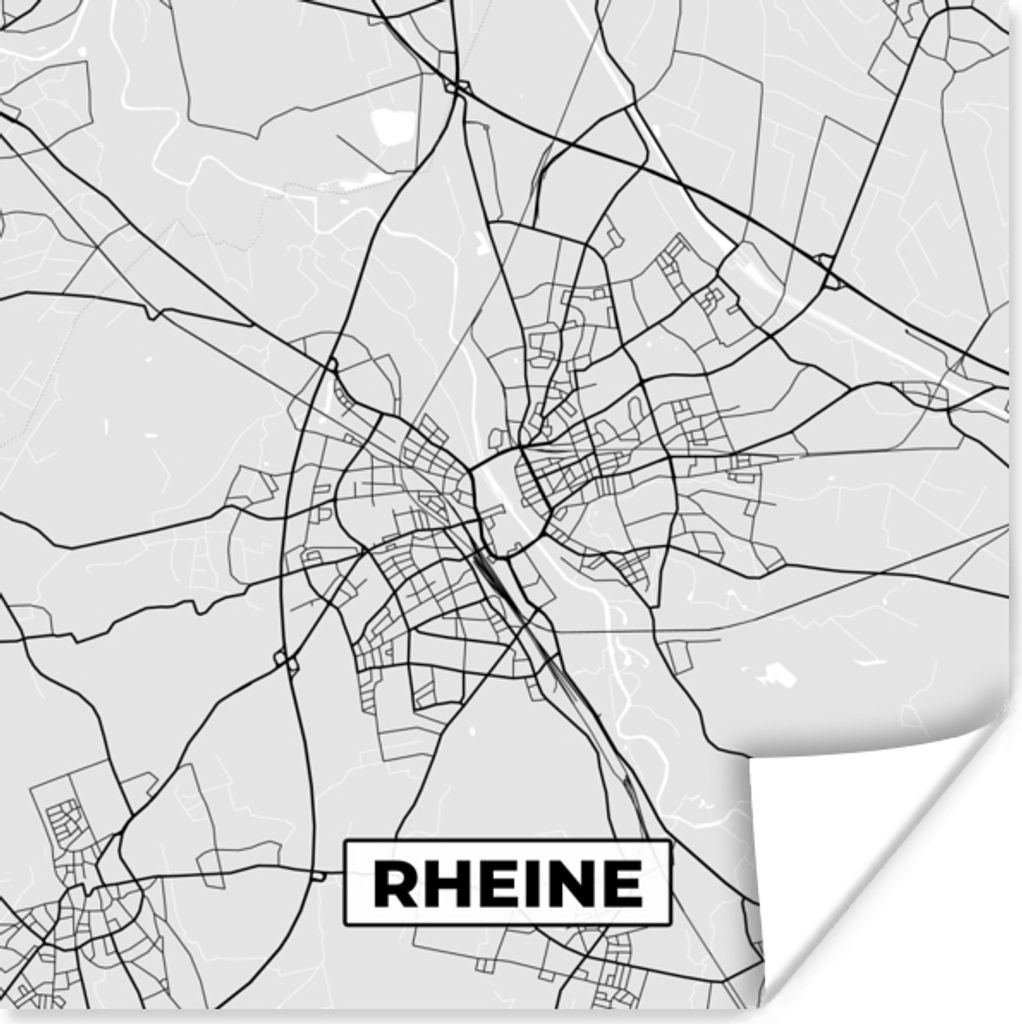 MuchoWow Poster Rheine - Karte - Stadtplan - Deutschland - Karte 30x30 cm - Wandposter - Printing