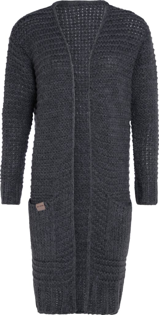 Knit Factory Alex lange Strickjacke - Anthrazit - 36/38