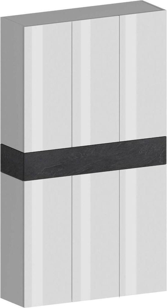 Schuhregal Dcancellier, platzsparendes schuhregal mit 7 türen, multifunktionale eingangsgarderobe, 114x38h200 cm, Weiß und Schiefer