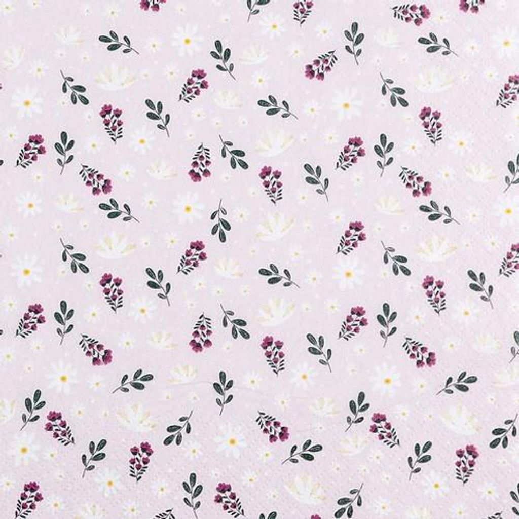 RP 20 Servietten Petites Fleurs rose - Zierliche Blüten rosa 33x33cm