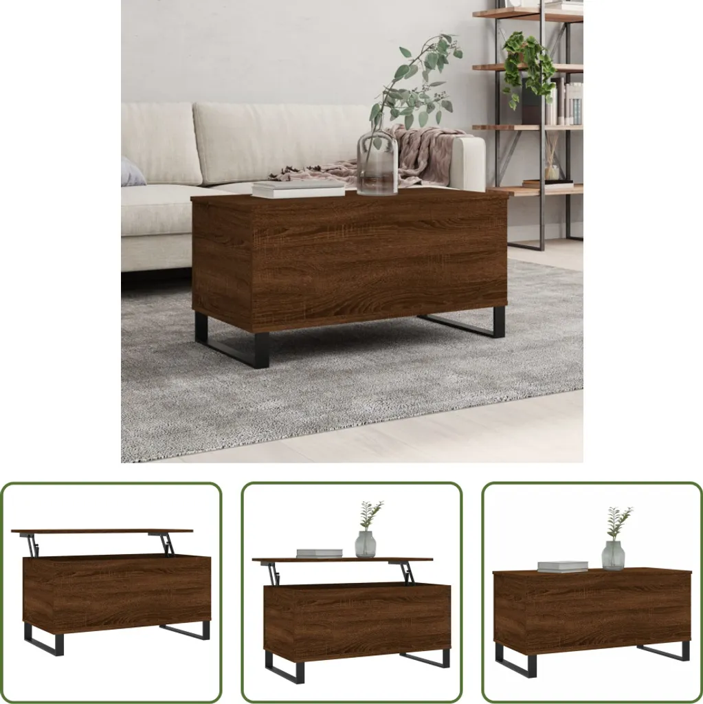 Tavolino The Living Store in rovere marrone 90x44,5x45 cm Materiale in legno