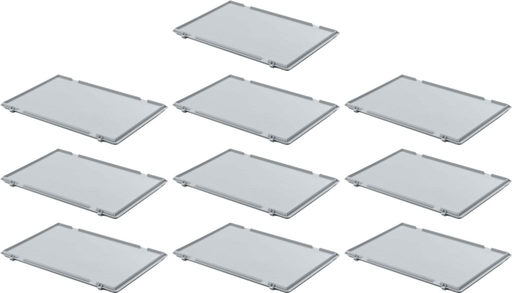 SparSet 10x Scharnierdeckel für Eurobehälter | HxBxT 2,7x30x40cm