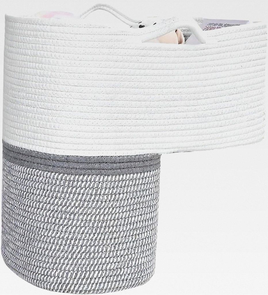 Treppenkorb, 15 Zoll gewebter Baumwollseil-Treppenkorb mit Griff, platzsparende Treppenaufbewahrung mit großer Kapazität für Spielzeug, Kleidung...