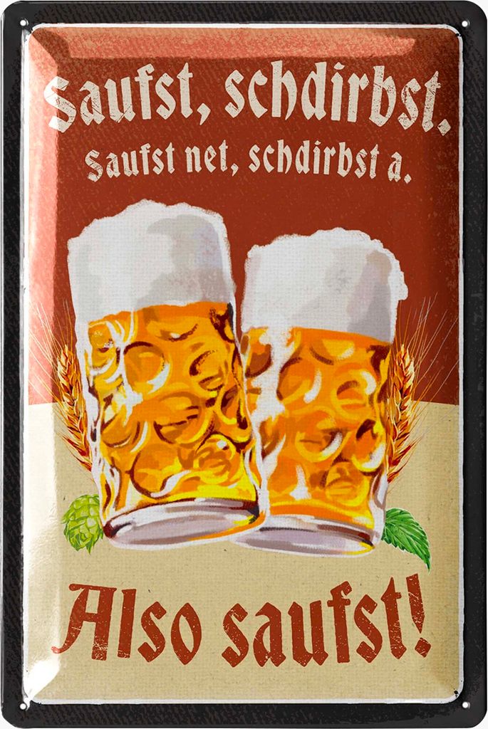 LANOLU Blechschilder retro Bier Bar Deko, Metallschilder mit Spruch für Partyraum, Küche, Bardeko, Cocktail Schild als Geschenk 20x30cm